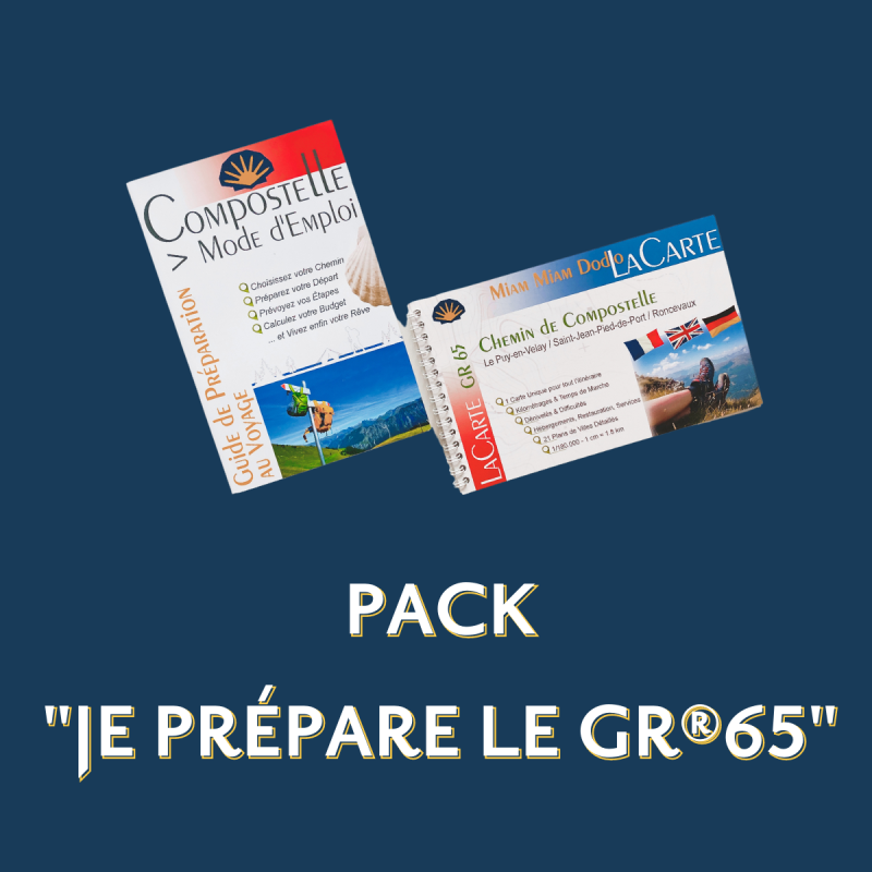Pack "Je prépare la voie du Puy" : guide de préparation Compostelle Mode d'Emploi + LaCarte GR®65