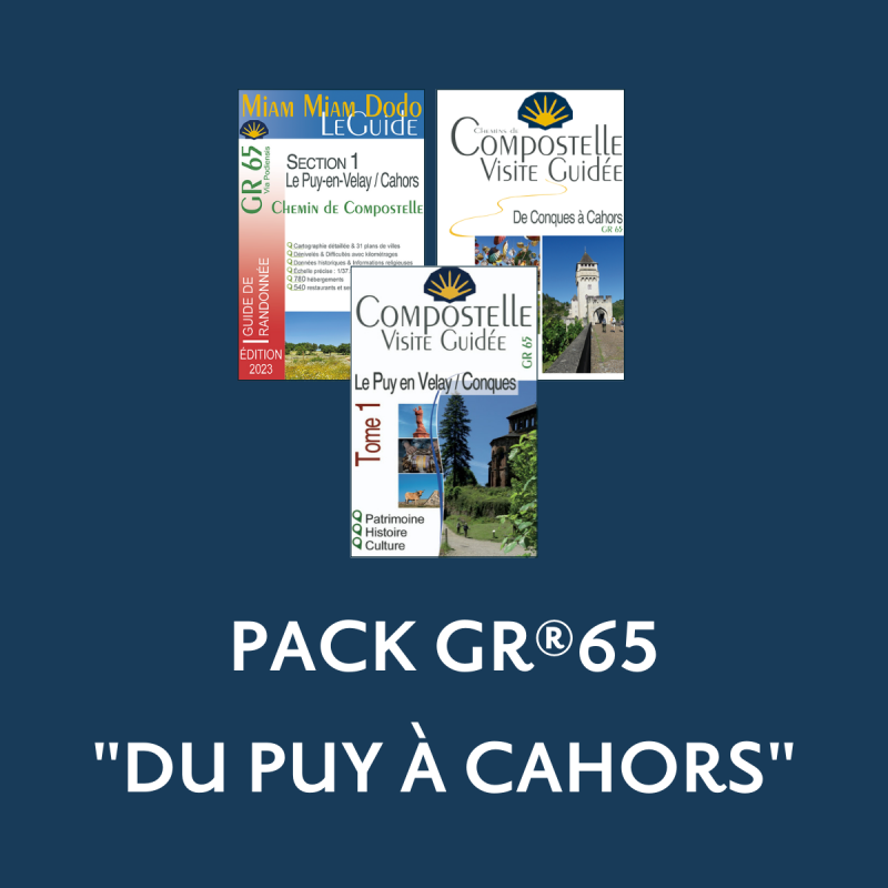 Pack "Du Puy-en-Velay à Cahors" : guide Miam Miam Dodo GR®65 Section 1 + Compostelle Visite Guidée Tome 1 et 2