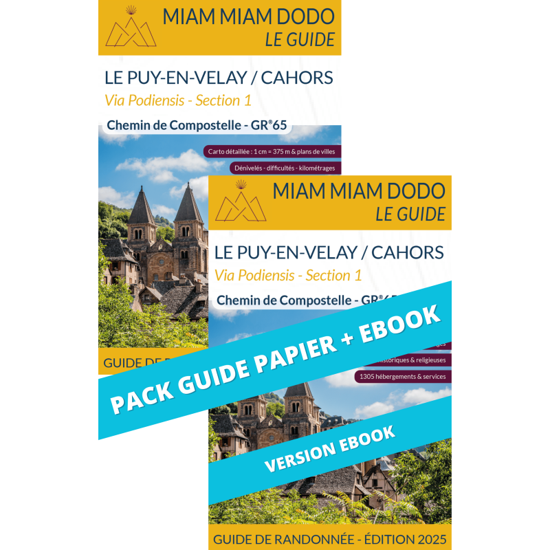 ** Pack guide papier + eBook ** Miam Miam Dodo Voie du Puy : du Puy-en-Velay à Cahors (Section 1) - Éd.2025